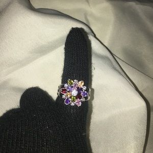 Multi gem silver ring size 10.